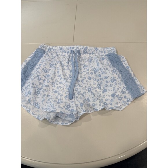 Joy Lab Pants - Women's JoyLab Crochet Trim Mid rise Run Shorts Blue Floral Print Small New